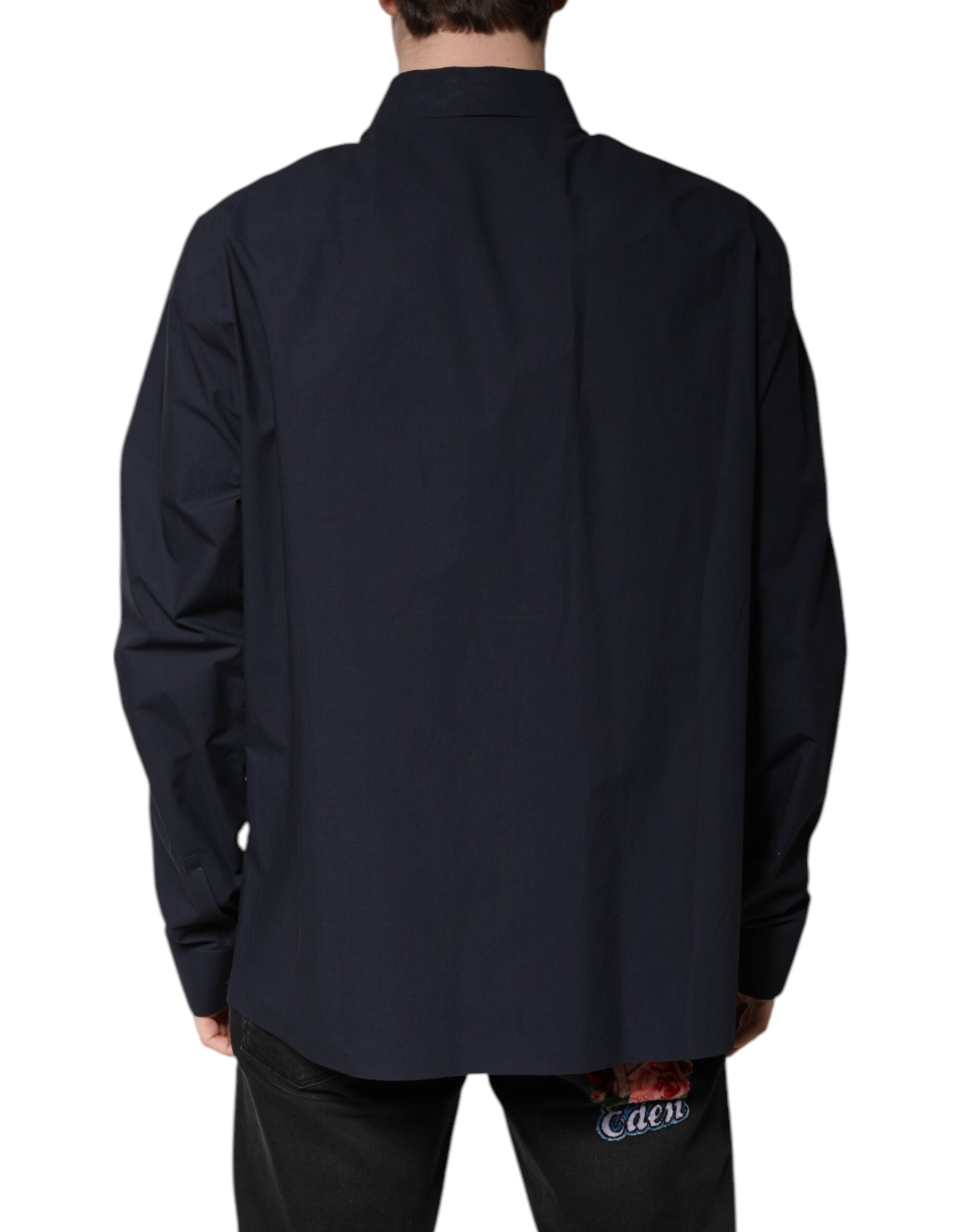 Dolce & Gabbana dark blue long-sleeved cotton shirt